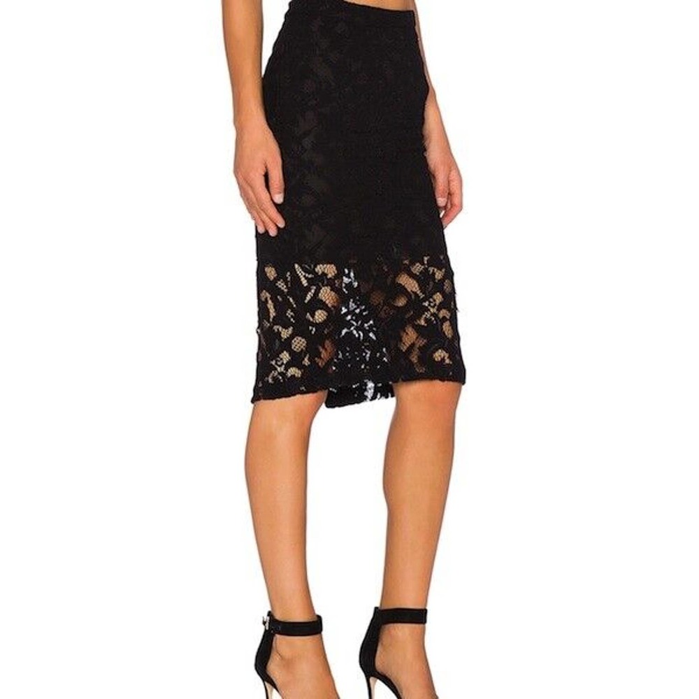 ❤️ Parker Mid-Rise Lace Overlay Pencil Skirt - Black